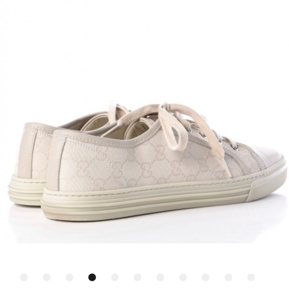 Gucci Washed Cotton GG Monogram Calfskin Low Top Sneakers - Picture 2 of 7